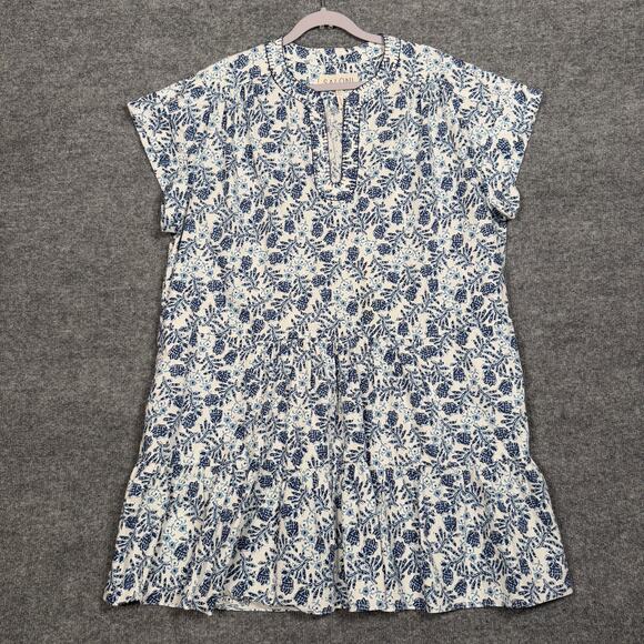 Saloni Size 10 Ashley Babydoll Mini Dress White Cotton Floral Print Cap Sleeves - Picture 3 of 13